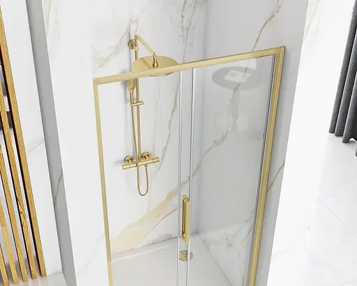 Душевые двери Rea Rapid Slide 110 brashed gold REA-K4708, прозрачный, золотой - фото 4