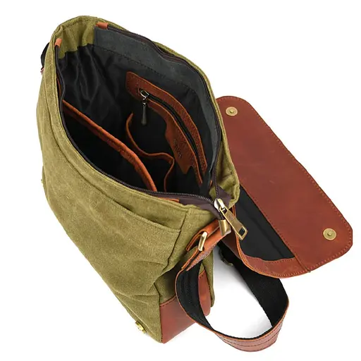 Сумка через плече Tarwa розміру А4 з парусини та шкіри 30х32х7.5 см sum0028339 - фото 9