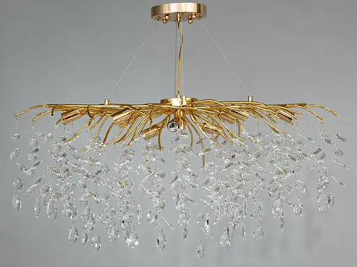 Колоритна новинка, кришталева підвісна люстра витягнутої форми, 10 ламп - фото 1