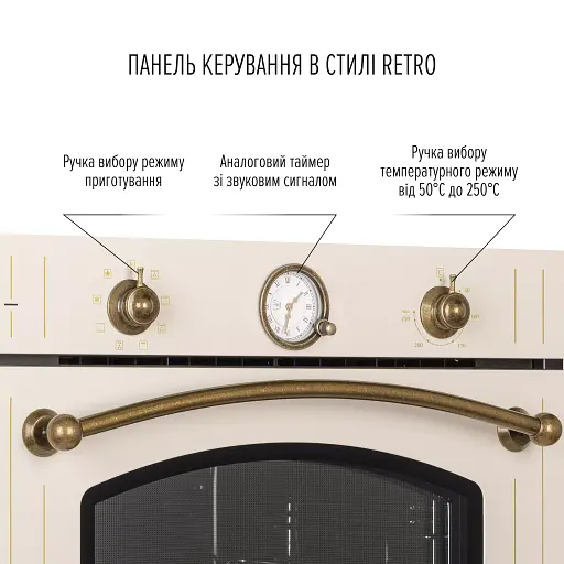 Духовой шкаф электрический Perfelli Retro 6A8N Beige - фото 4