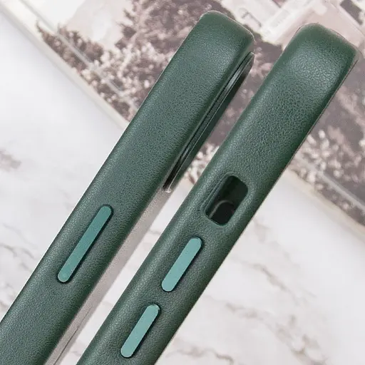 Шкіряний чохол Leather Case (AAA) with MagSafe and Animation для Apple iPhone 13 (6.1) Sequoia Green - фото 7