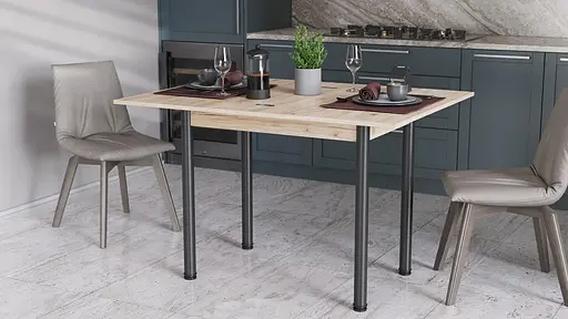 Обеденный раскладной стол-формер Берта Ferrum-decor 750x1200x900 Черный металл ДСП Дуб Сан-Марино 16 мм (FRD-105172) - фото 3