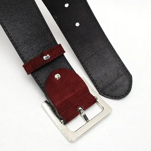 Ремень женский широкий замшевый JK-5017 бордовый с серебристой пряжкой (120 см) - фото 5