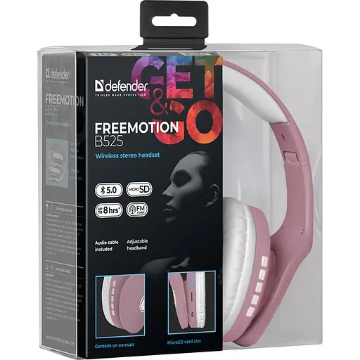 Гарнитура Defender FreeMotion B525 Bluetooth+3.5 мм White-Pink - фото 6