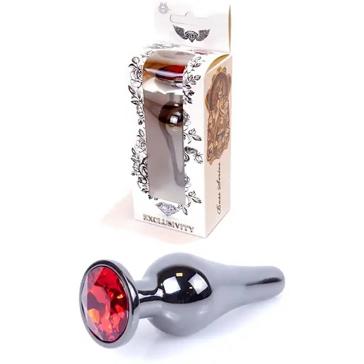 Анальна пробка Boss Of Toys Boss Series - Jewellery Dark Silver Butt Plug Red, BS6400055, Срібний / Червоний - фото 3