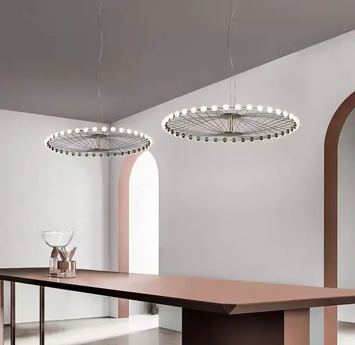 Люстра-колесо в стиле постмодерн на 22 плафона Ø 70 см | Ст. L 20044/22 BK | Line F - фото 1