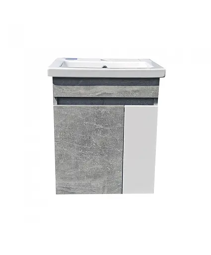 Тумба Мойдодир RIO 50-А з умивальником Como 50 бетон з білим підвісна Сірий - фото 7
