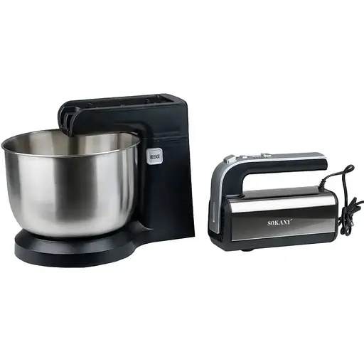 Стаціонарний міксер Sokany CX-6652 з насадками для тесту 5 швидкостей 500Вт Чорний - фото 2