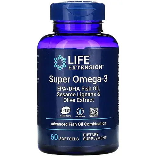 Уцінка. Супер Омега-3 Life Extension Omega Foundations Super Omega-3, 60 желатинових капсул 