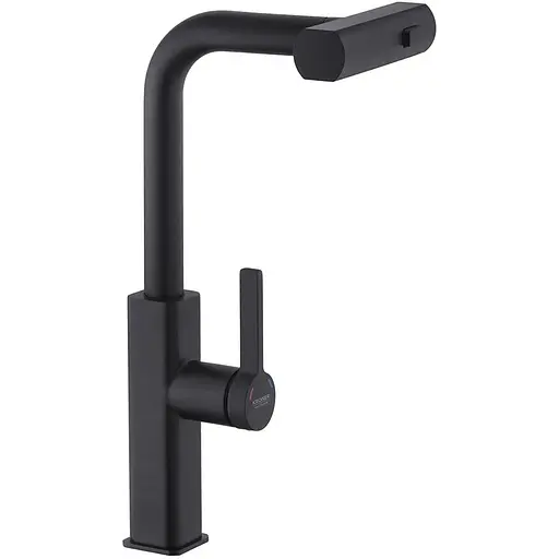 Змішувач для кухні з висувним виливом Kroner KRP Edelstahl Klassisch - SCH03918 Чорний матовий - фото 1