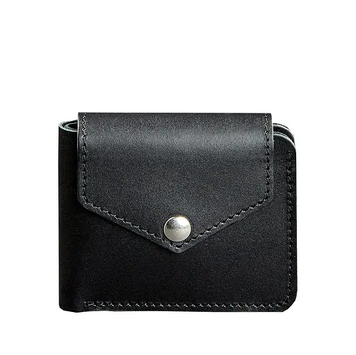 Шкіряне портмоне 4.2 на кнопці чорне - фото 7
