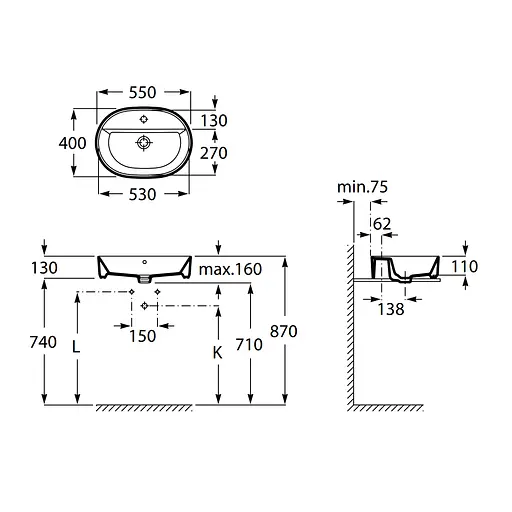 Умивальник Roca Gap 55 см A3270Y0000, Білий - фото 2