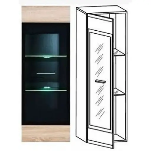 Пенал-витрина навесной Гербор Ушер SFW 1W Дуб сонома (GRB-1067) - фото 2