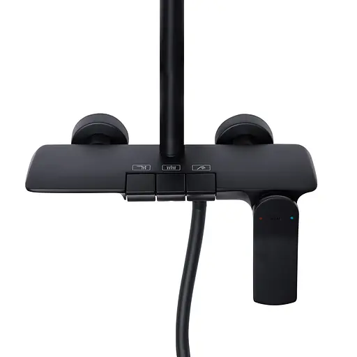 Душова система універсальна Qtap Slavonice на три споживача (з виливом) QTSLA111BLM45906 Black matt, Чорний матовий - фото 11