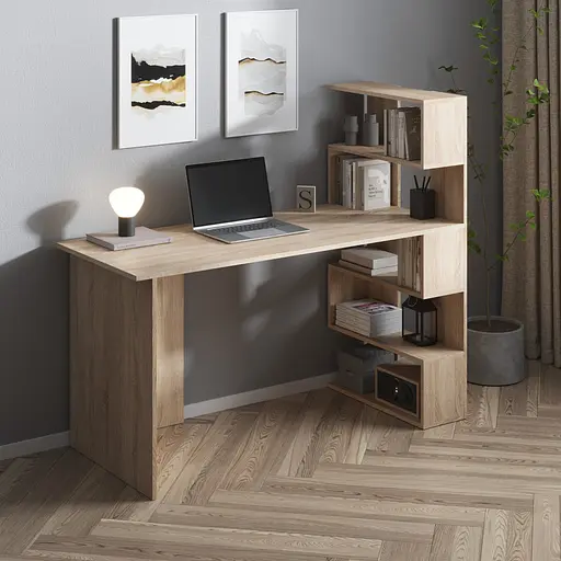 Комп’ютерний стіл Vays M-15, письмовий з полицями праворуч, ЛДСП, 142×60×123 см - для дому, навчання, офісу - фото 5