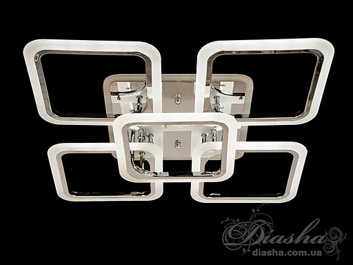 LED люстра під стелю з пультом, диммером і підсвіткою, хром, 120W - фото 2