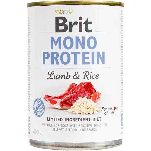 Влажный корм Brit Mono Protein Lamb&Rice для собак с ягнятиной и рисом 400 г - фото 1