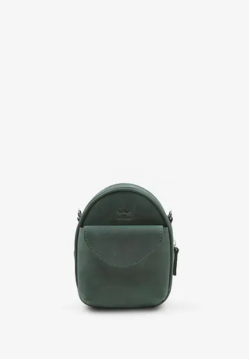 Шкіряна жіноча міні-сумка Kroha зелена vintage - фото 3