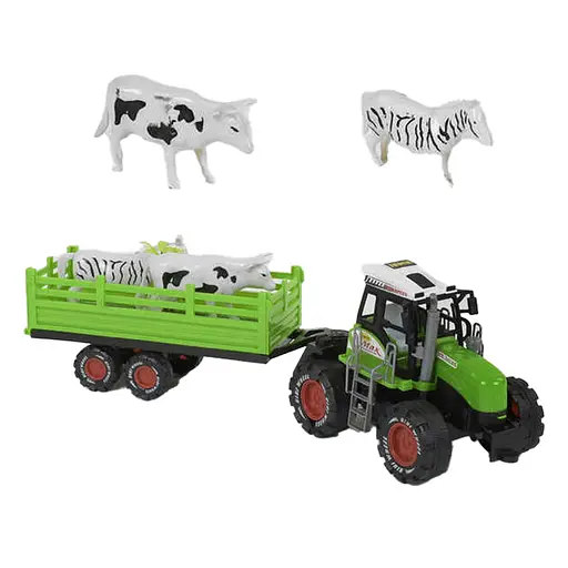 Трактор инерция с прицепом и 2 животными (В ассортименте)