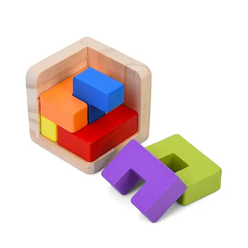 Дерев'яна куб-головоломка Bambi MD 0758-1 підставка 6 елементів - фото 1
