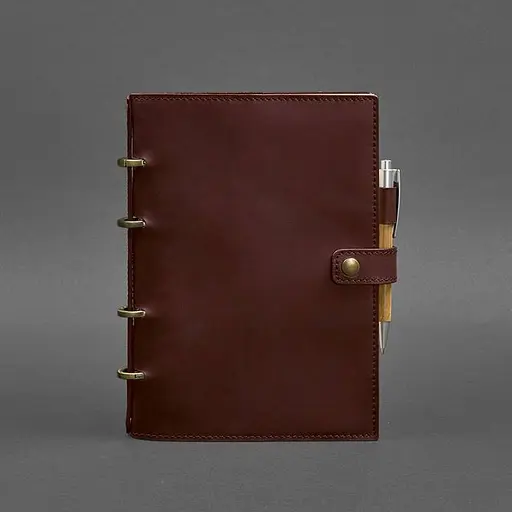 Шкіряний блокнот з датованим блоком (Софт-бук) 9.1 бордовий Crazy Horse - фото 5