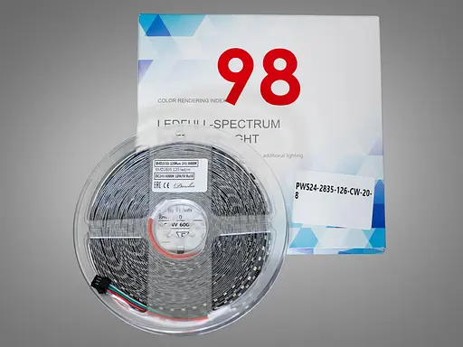 Адресная LED лента 24В, 126 диодов на метр, 8мм, холодный - фото 2