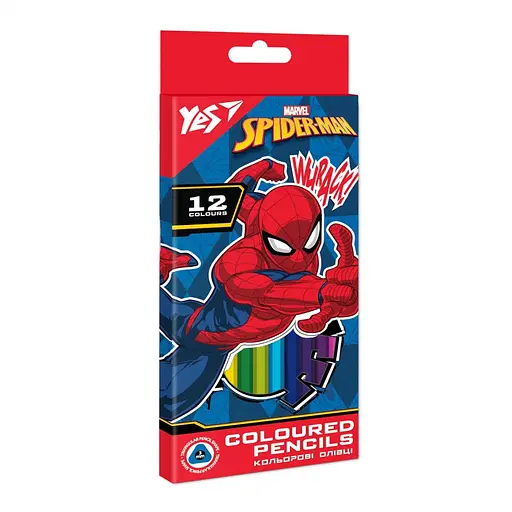 Карандаши цветные Yes Marvel Spiderman, 12 цветов