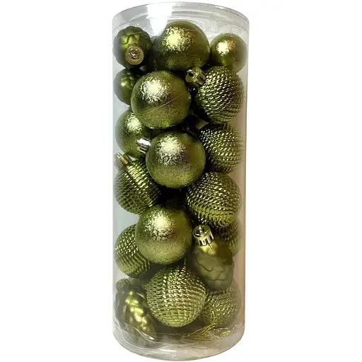 Набор елочных игрушек Chomik микс 3-4.5 см 31 шт. оливковый (5900779877160_3)