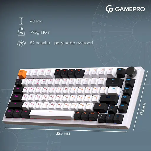 Клавіатура GamePro Asgard Valhalla 75% Exploded QLAB Orange Switches (MK160W Pro) - фото 13