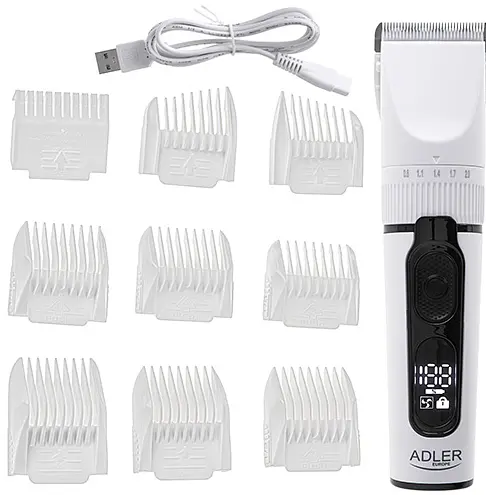 Аккумуляторная машинка для стрижки волос Adler AD 2839 с дисплеем IPX6 2000 мАч 6 насадок Turbo режим - фото 2