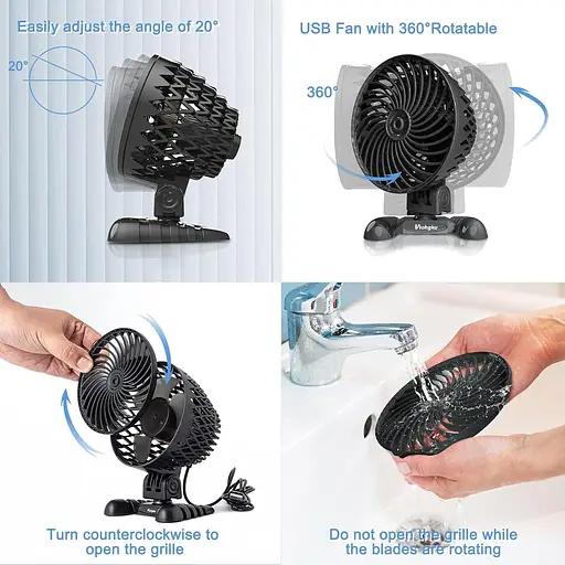 USB настольный вентилятор бесшумный черный - фото 2