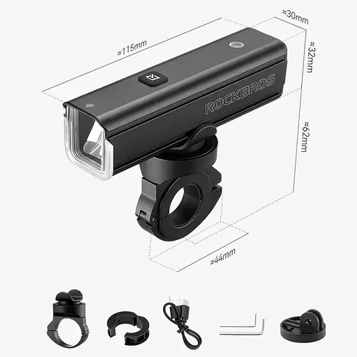 Велосипедна фара RockBros RHL1500 5500 mAh 1500 люменів, чорний - фото 2