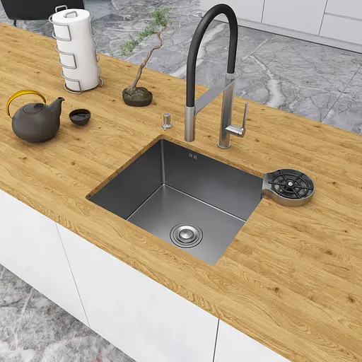 Кухонная мойка из нержавеющей стали 50 см под столешницу Nett NS-5045, Нержавеющая сталь - фото 5