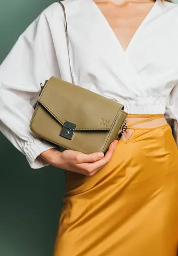 Жіноча шкіряна сумочка Yoko оливкова - фото 2