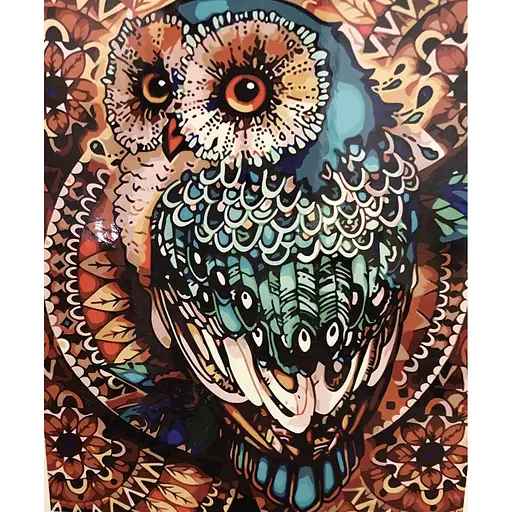 Алмазна вишивка мозаїка на підрамнику 40*30 см стразами райдужна Сова - фото 1