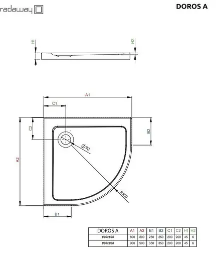Душовий піддон Radaway Doros A 80x80 SDRA8080-01 - фото 2