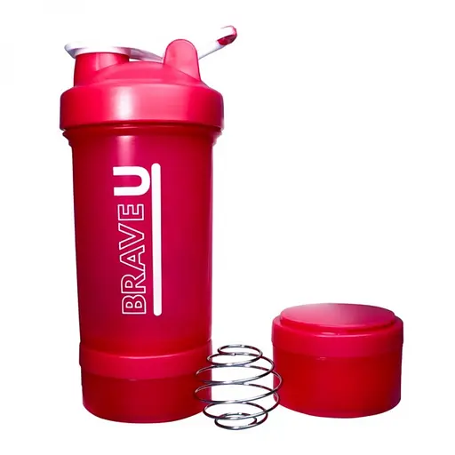 Шейкер Brave U Shaker with containers 3 in 1 рожевий 600 мл (1086-2022-10-2342)