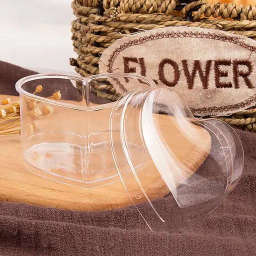 Пластиковая прозрачная коробка-контейнер для десертов с крышкой в форме сердца 9×8.5×2.5 см, многоразовая, набор 5 шт Прозрачный 88310 - фото 6