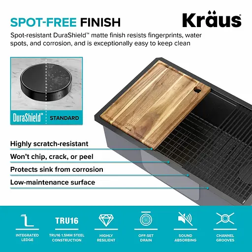 Кухонная мойка Kraus Kore KWU110-32/PGM, Графит - фото 7