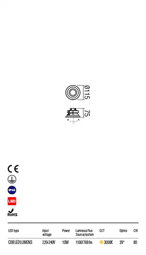Вбудовуваний вулични світильник XENO INCAS LED COB 10W IP65 DG 3000K (5.1.2) Redo 9585 - фото 3