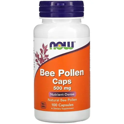 Бджолиний пилок NOW Bee Pollen Caps 500 mg, 100 капсул