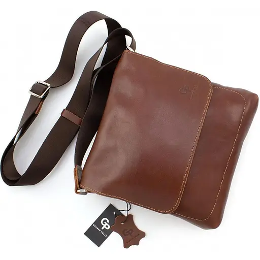 Чоловіча шкіряна сумка через плече GRANDE PELLE 22х22х5.5 см sum0025931 - фото 5