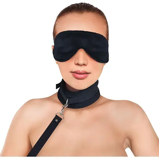 Набор ошейника Art of Sex - Soft Touch Light с поводком и маска