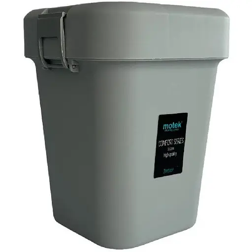 Мусорное ведро Motek на 8 л с поворотной крышкой 22.5х22.5х30 см Серый (COB-410)  - фото 1