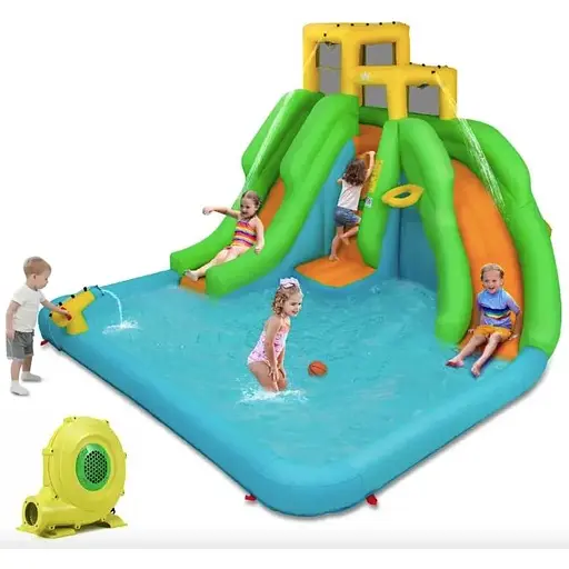 Надувной аквапарк Costway Merlin с двумя горками (без вентилятора) - фото 2