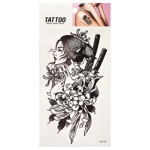 Временная татуировка Девушка со змеей Tattoo 1020-HM1443