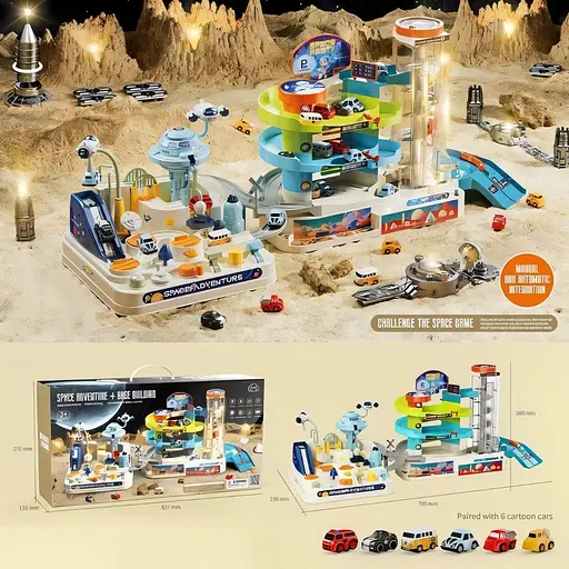 Автотрек T 915 A Космічна станція з автоматичним підйомником, підсвічуванням, веселою пісенькою, 6 машинками - фото 2