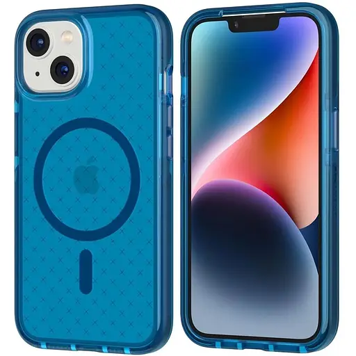 Оригинальный противоударный чехол Tech21 Evo Check MagSafe Blue для iPhone 13/14 (T21-9818) - фото 2