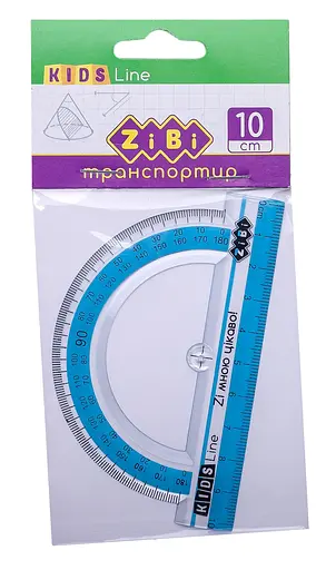 Транспортир, 100 мм, з блакитною смужкою, 12 шт. в упаковці
