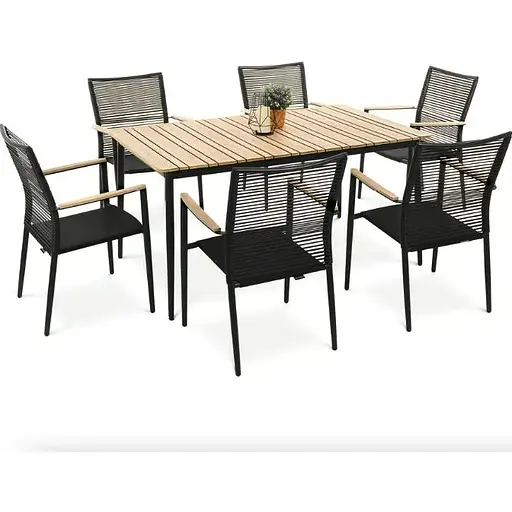 Комплект садовой мебели Di Volio Breno 6+1 черный/бежевый